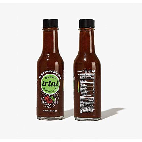 Grandma’s Trini Pepper Sauce, NON GMO, Vegan, Gluten Free, Low Sodium, Low Carb Gourmet Hot Sauce with Incredible Flavor and Kick of Heat 5oz Woman Owned, Black Owned, Veteran Owned