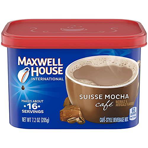 Maxwell House International Suisse Mocha Instant Coffee, 7.2 oz Canister (Pack of 6)