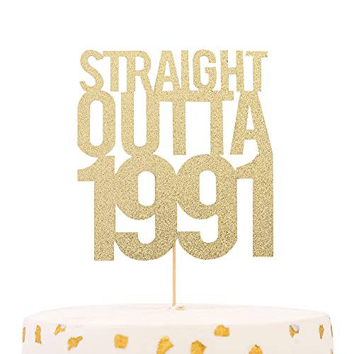 Straight Outta 1991 Cake Topper - 31th Birthday Cake Topper，31 Cake Topper Gold，happy 31th Birthday Cake Topper，made in 1991, 31th Birthday Decorations for Women