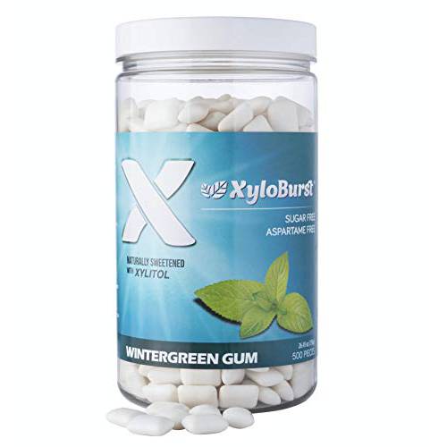 XyloBurst Wintergreen Xylitol Gum 500 Count bag, Natural Chewing Gum, Non GMO, Vegan, Aspartame Free, Sugar Free, Keto Friendly