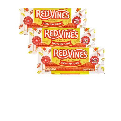 Red Vines - LIMITED EDITION Candy Corn Red Vines Twists - (THREE PACK - 4 oz each) - Great Fall and Halloween Candy Treat