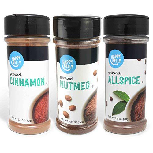 Amazon Brand - Happy Belly Baker’s Pantry Spices Set: Cinnamon , Nutmeg, Allspice