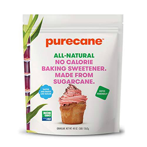 Purecane Sugar Substitute Baking Sweetener, Purecane Baking Pouch, Granular Sugar Alternative, Zero Calorie Sweetener, Non GMO, Vegan, Diabetic & Keto Friendly 48 Ounce