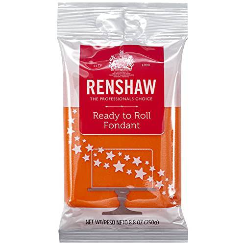 Renshaw Cake Fondant Icing, Ready to Roll Icing, The Professional’s Choice for Cake Decoration, Orange 8.8oz, (47110)