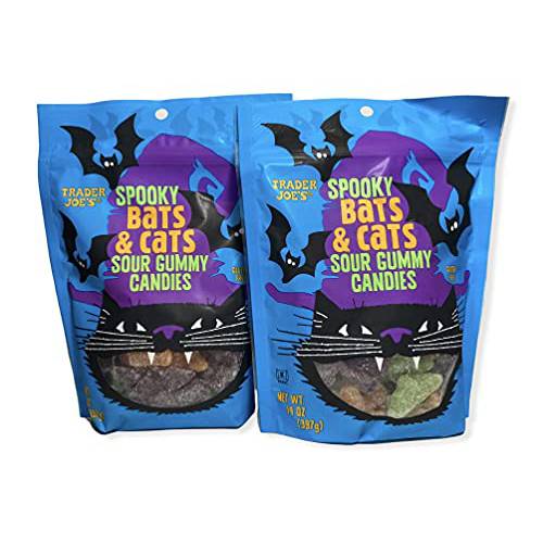Trader Joe’s Spooky Bats & Cats Sour Gummy Candies, 14 Ounce (Pack of 2)