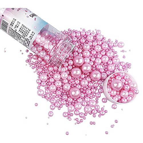 Edible Pearl Sugar Sprinkles Pink Candy 120g/ 4.2oz Baking Edible Cake Decorations Cupcake Toppers Cookie Decorating Ice Cream Toppings Celebrations Shaker Jar Wedding Shower Party Chirstmas Supplies