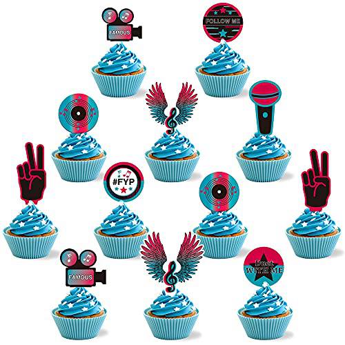 Music Cupcake Toppers 48Pcs Music Birthday Party Decorations for Girl Birthday Party Theme Party Supplies Cake Toppers
