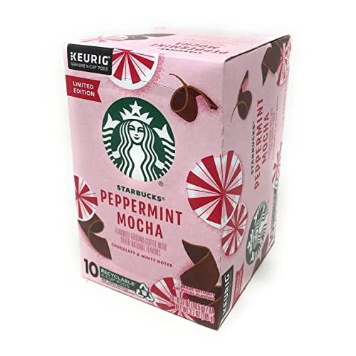Starbucks Coffee Company Starbucks Limited Edition Holiday Peppermint Mocha Coffee K-Cups Pods - 10 count - 1 box, 10 Count (Pack of 1)