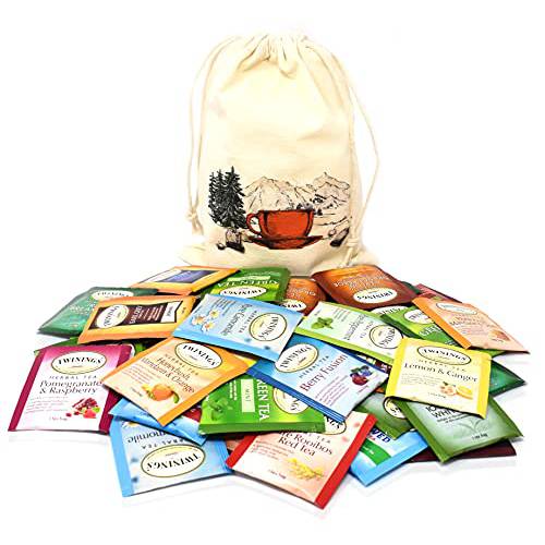 Twinings Tea Bags Sampler Assortment Variety Pack Gift - Comes in a Pouch Bag - 48 Count