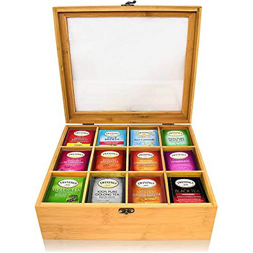 Twinings Tea Bags Sampler Assortment Box - 120 COUNT - Perfect Variety Pack in Bamboo Gift Box - Gift for Family, Friends, Coworker