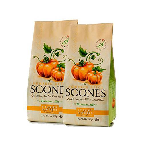 Sticky Fingers Scone Mix (Pack of 2) 15 Ounce Bags – All Natural Scone Baking Mix (Pumpkin Spice)