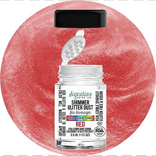 Color Series Shimmer Glittter Dust for Beverages 3 Gram Sprinkler (Red)