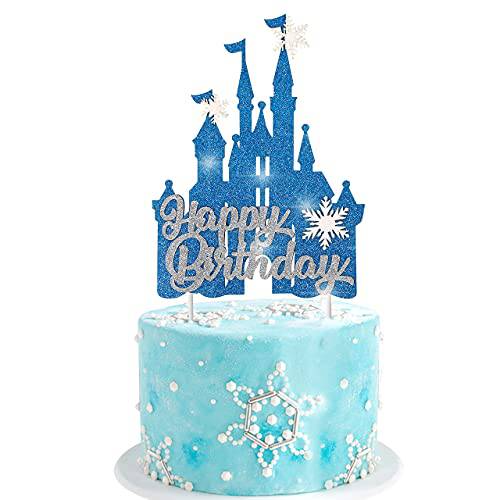 Frozen Castle Birthday Cake Topper Decoration Snowflake Frozen Theme Castle Cake Topper for Winter Wonderland Christmas Party Supplies