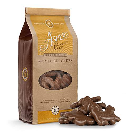 Asher’s Chocolates, Gourmet Chocolate Covered Animal Crackers, Small Batches of Kosher Chocolate, Family Owned Since 1892 (6oz, Milk Chocolate)