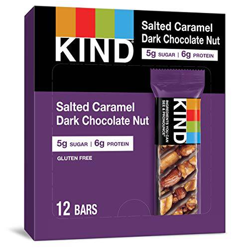 KIND Bars Gluten Free, Salted Caramel & Dark Chocolate Nut (Pack of 12)