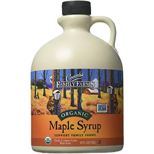 Coombs Family Farms Organic Maple Syrup, Grade A Amber Color, Rich Taste, 64-Ounce Jug