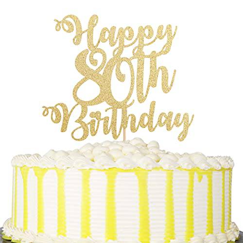 Happy 80th Birthday Cake Topper - 80th birthday decorations，80th Birthday Decorations for Women and Men ，hello 80, Cheers to 80 Years，80 Anniversary，80th Birthday Cake Topper