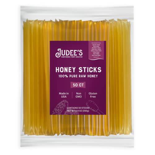 Judee’s Honey Sticks - 50 Count - 100% Pure Raw Honey - Just One Ingredient - A Heathy Snack and Great for Travel - Non-GMO, Gluten-Free, and Kosher Certified