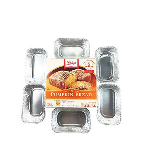 Bread Goodness Bundle: Includes 1 Libby’s Pumpkin Bread Kit with Icing, 56.1-ounce and 6 Mini Loaf Tins - Great for Gift Giving