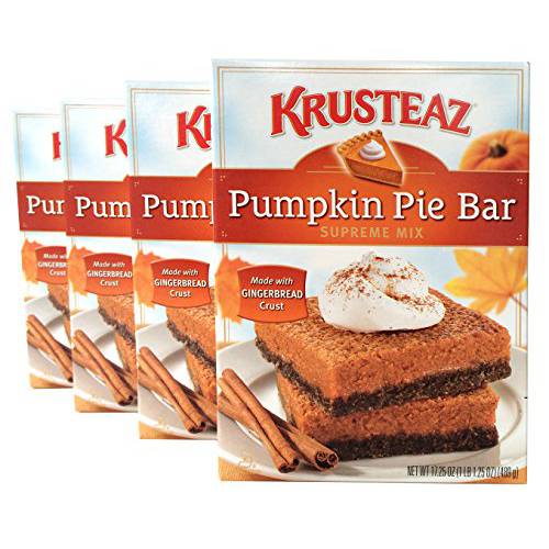 Krusteaz Baking Mix, Pumpkin Pie Bar Mix, Made with Real Pumpkin & Gingerbread Crust, No Artificial Flavors or Preservatives, 17.25-Ounce Box (Pack of 4)