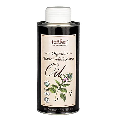 ONETANG Organic Black Sesame Oil, Extra Virgin Cold-Pressed 0 Sodium Sesame Oil, Kosher, Halal, Delicious Flavor, All-natural, Expeller-pressed, Non-GMO, 8 fl oz