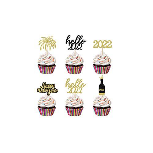 Hello 2023 Happy New Year 2023 Cupcake Toppers New Years 2023 Cake Food Picks for New Years Eve Party Supplies 2023, Happy New Year Party Decorations 2023