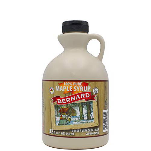 BERNARD - Pure Maple Syrup, Grade A Very Dark, Strong Taste, 1x32oz