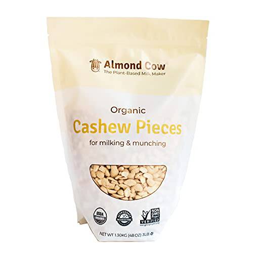 Almond Cow | 3lb Bulk Organic Cashew Pieces for Plant-Based Milk Making | Vegan | USDA Certified Organic | Non-GMO Project Verified | Glyphosate Residue Free - Approved by DetoxProject