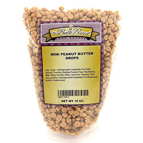 Mini Peanut Butter Drops, Bulk Size, Baking Chips (1 lb. Resealable Zip Lock Stand Up Bag)