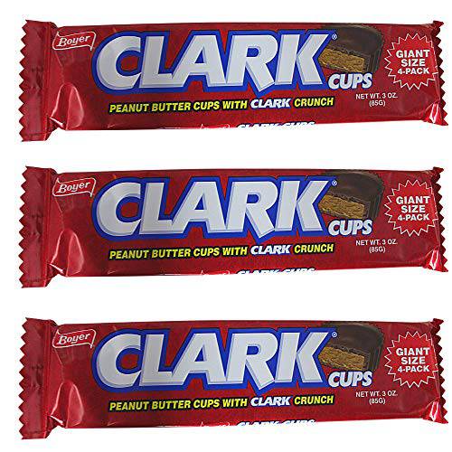 Boyer Clark Cups, Milk Chocolate Peanut Butter Bars With A Crunch, 3 Ounces, Pack of 3