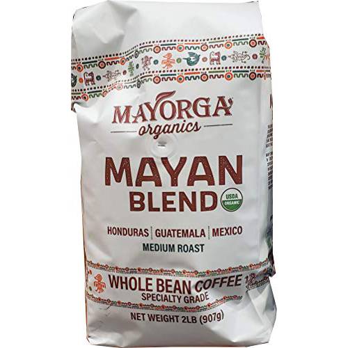 Mayorga Medium Roast Whole Bean Coffee, 2 lb bag - Mayan Blend Coffee Roast - Smooth & Flavorful Organic Coffee - Specialty Grade 100% Arabica Coffee Beans - Non-GMO, Direct Trade