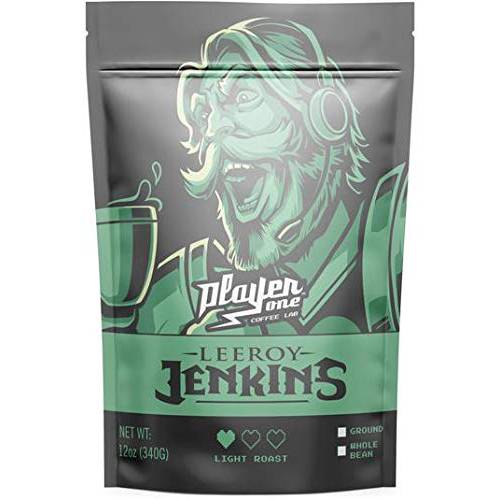 Leeroy Jenkins Coffee, Fresh Roasted, Low Acidity, 12oz, World of Warcraft, Player One Coffee (Ground)