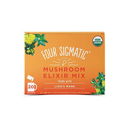 Four Sigmatic Organic Mushroom Elixir Mix with Lion’s Mane and Antioxidants for Concentration + Focus, Vegan, Paleo, 0.1 Ounce (20 Count)
