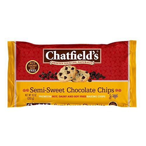 Chatfields Semi-Sweet Chocolate Chips, Nut Dairy and Soy Free Vegan Baking Chips, 10 oz. Bag, 1-Pack
