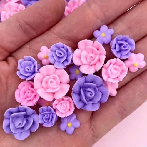 Lavender Dreams Icing Flowers by Simply Sucré | Edible Flowers| Edible Roses| Purple Flowers | Icing Flowers | Sprinkle Mix | Cake Sprinkles | Pink Flowers | Bulk Sprinkles (30 Count)