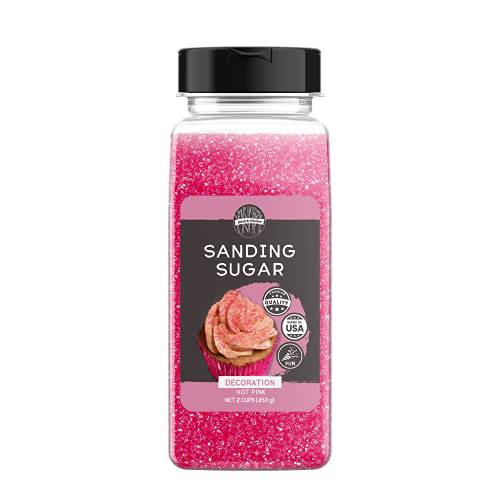 Birch & Meadow 2 Cups of Pink Sanding Sugar, Dessert Topping, Hot Pink Color