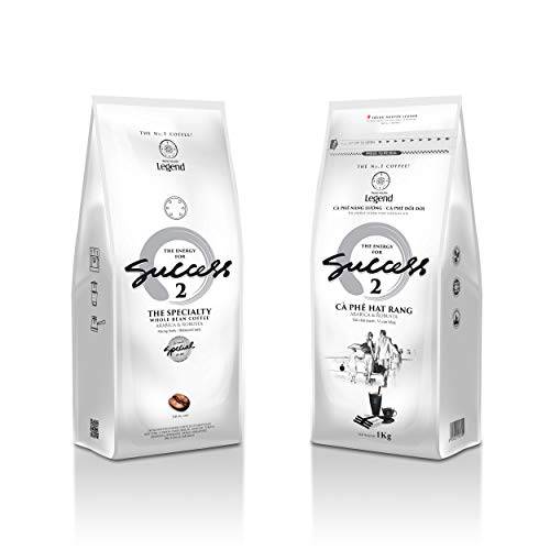 TRUNG NGUYEN LEGEND SUCCESS 2 Full-City Roasted Whole Bean Coffee, Bold & Mild Aroma, 35 Oz Bag, Robusta & Arabica Vietnamese Energy Coffee Beans - Specialized for Ice Coffee