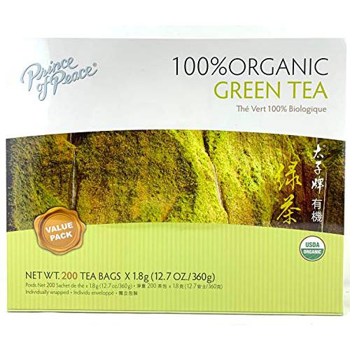 Prince of Peace 100 % Organic Tea, BEST VALUE Family Size, 200 Tea Bags (Organic Green Tea)