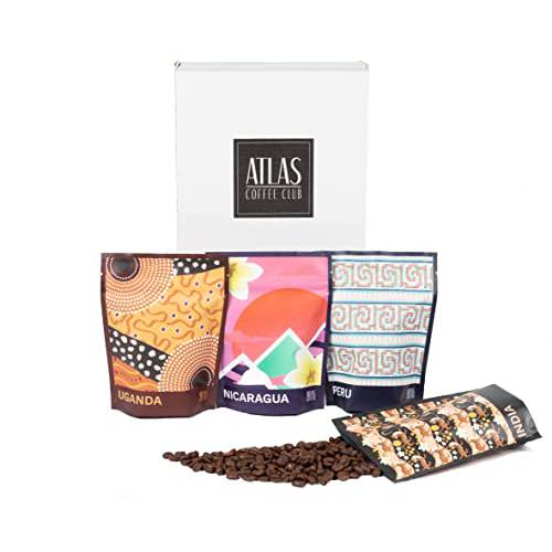 Atlas Coffee Club World of Coffee Sampler | Gourmet Coffee Gift Set | 4-Pack Variety Box of the World’s Best Single Origin Coffees | Whole Bean | Perfect Holiday Gift for Coffee Lovers