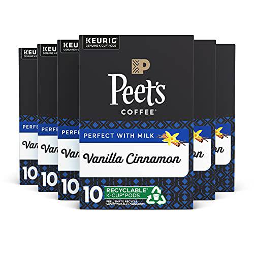 Peet’s Coffee, Vanilla Cinnamon - Flavored Coffee Gifts - 60 K-Cup Pods for Keurig Brewers (6 boxes of 10 pods), Light Roast