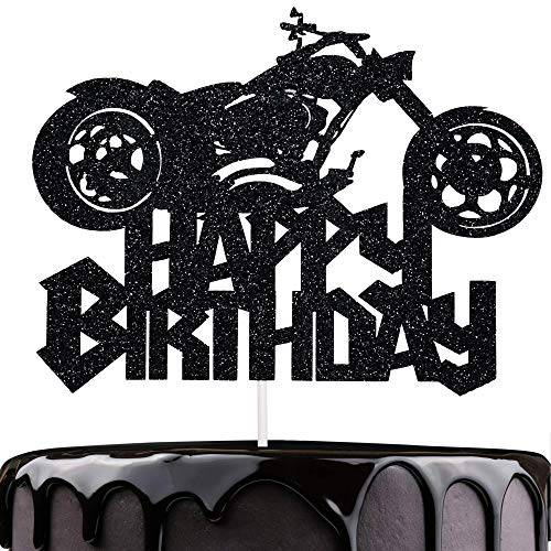 Artczlay Happy Birthday Cake Topper Black Flash Motorcycle Party Decoration Birthday Party Cake Decoration