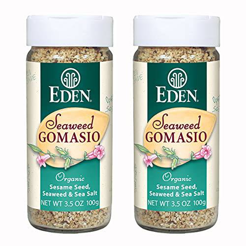 Eden Seaweed Gomasio, Sesame Salt, Organic Sesame Seeds, Sea Salt, Dulse, Nori, and Kombu, Macrobiotic, Furikake, Seasoning, 3.5 oz glass jar (2-Pack)