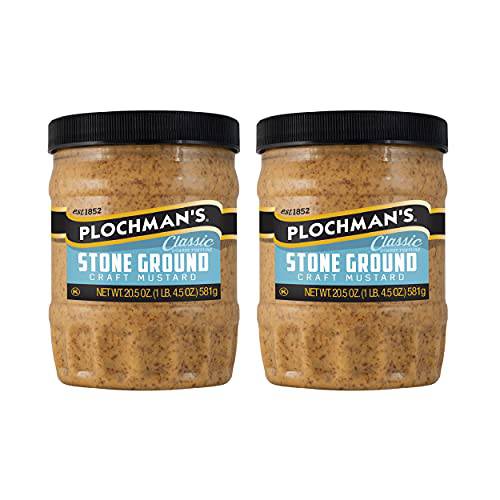 Plochman’s Natural Stone Ground Craft Mustard, Classic Coarse Texture, 20 Oz (Pack of 2)