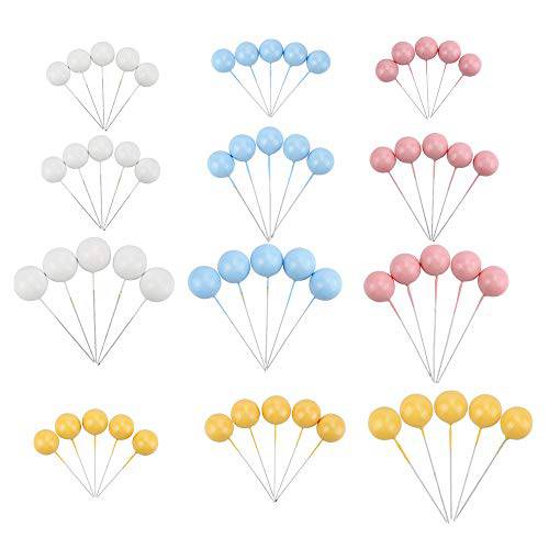 60 pcs Candy Colorful Pearl Balls Cake Pick DIY Cake Topper Card Gift Cup Cake Paper Toothpick Party Wedding Birthday Cake Decoration