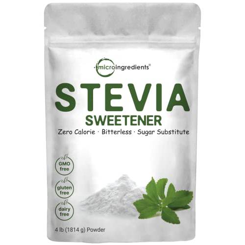 Stevia Sweetener Powder with Plant-based Erythritol, 4 Pounds ( 64 Ounces) | Keto, 0 Calorie, Low Carb, 4:1 Sugar Substitute, Natural Sweetener, Bitterless, Reb-A Stevia Leaf Extract, Non-GMO, Vegan