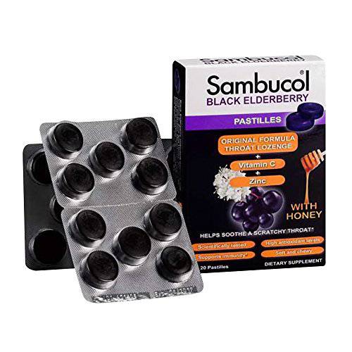 Black Elderberry Pastilles, 20 Count by Sambucol (Pack of 2)