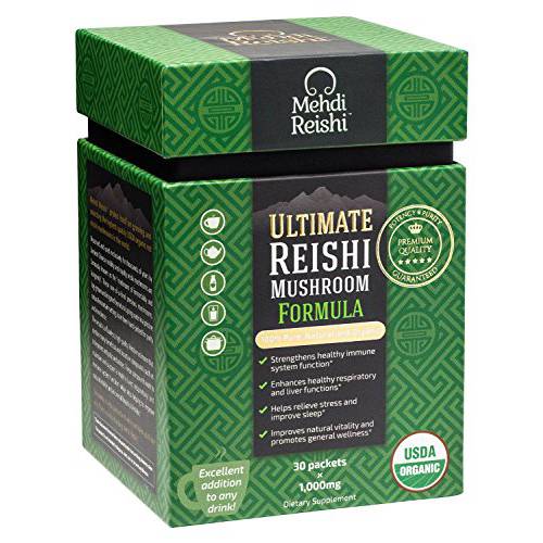 Mehdi Reishi Ultimate Reishi Mushroom Formula 30 Servings – 100% Pure, Premium and Organic Medicinal Spores & Extract-Ganoderma Lucidum, Lingzhi - High Potency Triterpenes, Beta-Glucans