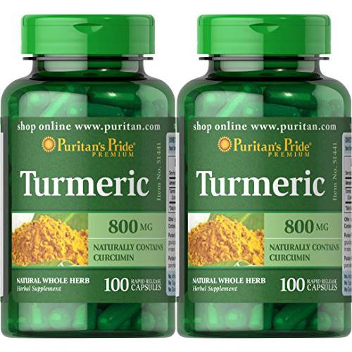 Puritan’s Pride Turmeric 800 mg 100 Capsules (2 Pack)