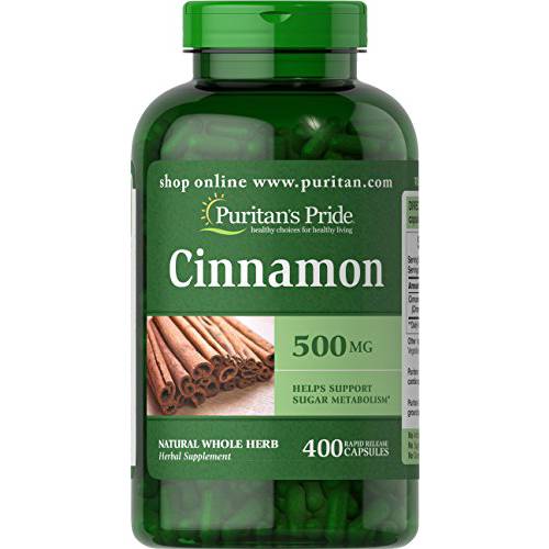 Cinnamon 500 Mg, Helps Support Sugar Metabolism, 400 Count by Puritan’s Pride