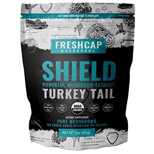 FreshCap Organic Turkey Tail Mushroom Extract Powder - USDA Organic -60 g- Supplement - Immune Protection - Add to Coffee/Tea/Smoothies-Real Fruiting Body No Fillers